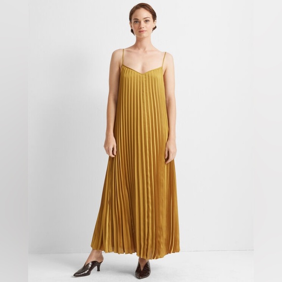 NWT Club Monaco Strappy Pleated Maxi Dress marigold - Picture 2 of 8